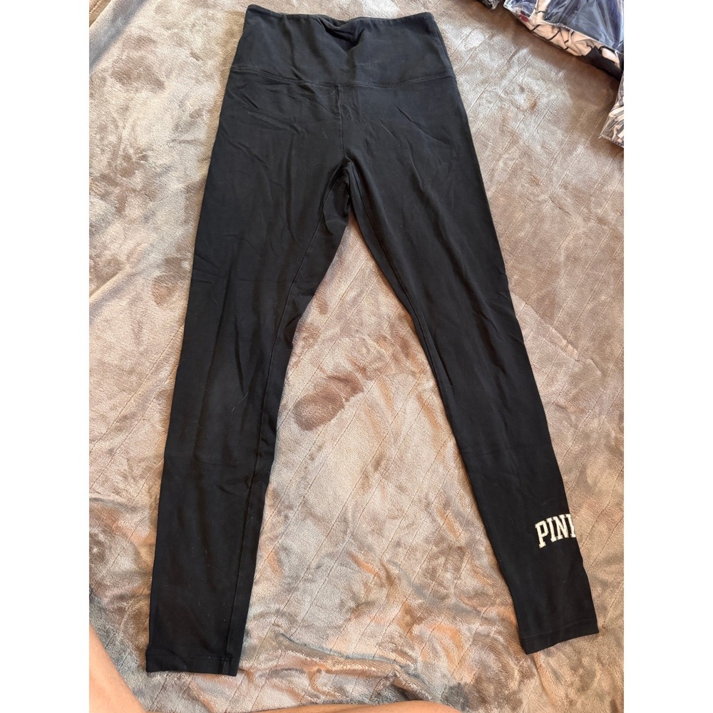 Victoria's Secret PINK Black High Waisted Logo Leggings Medium